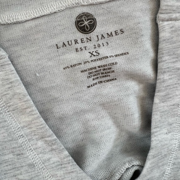 Lauren James heather grey ruffled cropped bell sleeve soft Hoodie, size XS - Picture 3 of 5